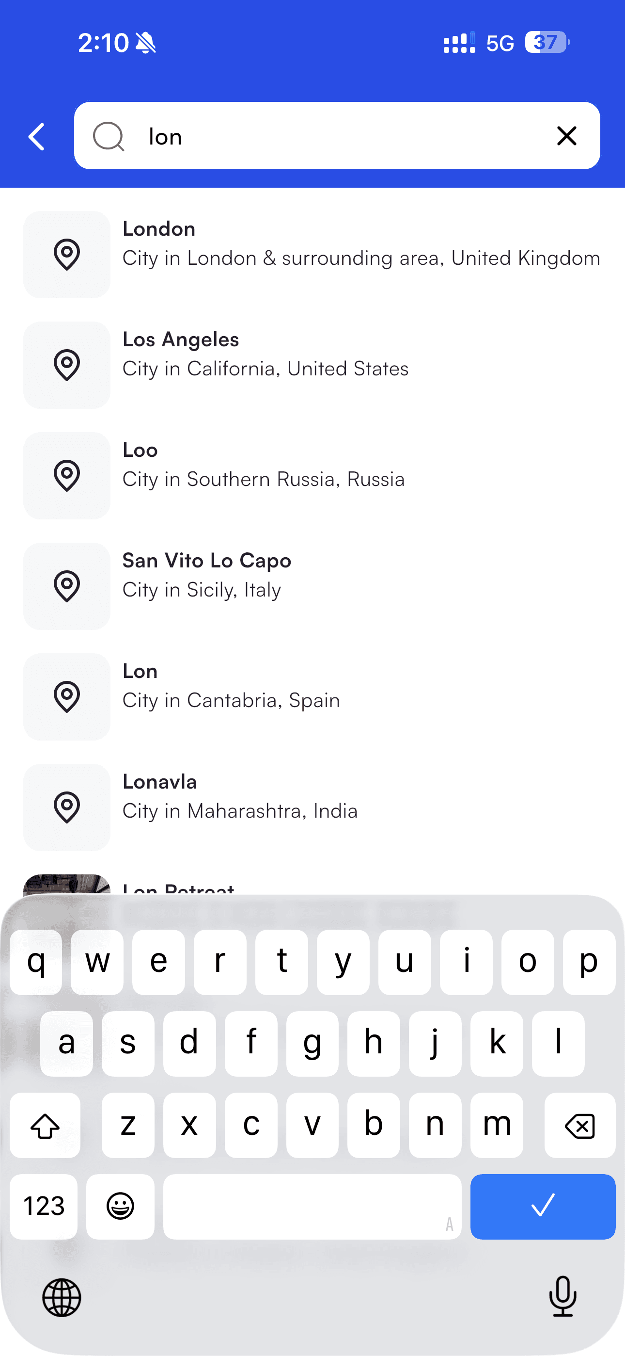Tripdeal mobile location search with autocomplete suggestions